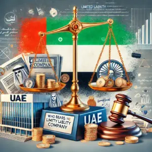 Who bears the debts of a limited liability company in the UAE?