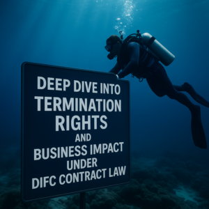 Legal professionals reviewing DIFC contract termination policies in a UAE office.