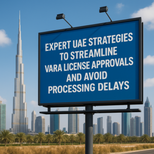 Legal consultant reviewing VARA license application documents in a modern UAE office