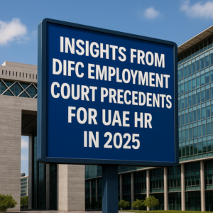 Modern UAE HR team reviewing DIFC court employment law updates in a boardroom