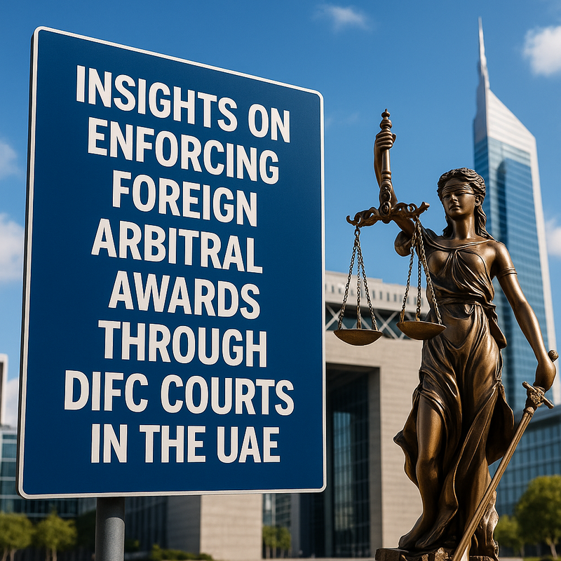 Diagram showing DIFC process for enforcing foreign arbitral awards in the UAE