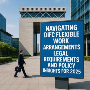 Legal compliance and flexible work discussion in DIFC UAE boardroom