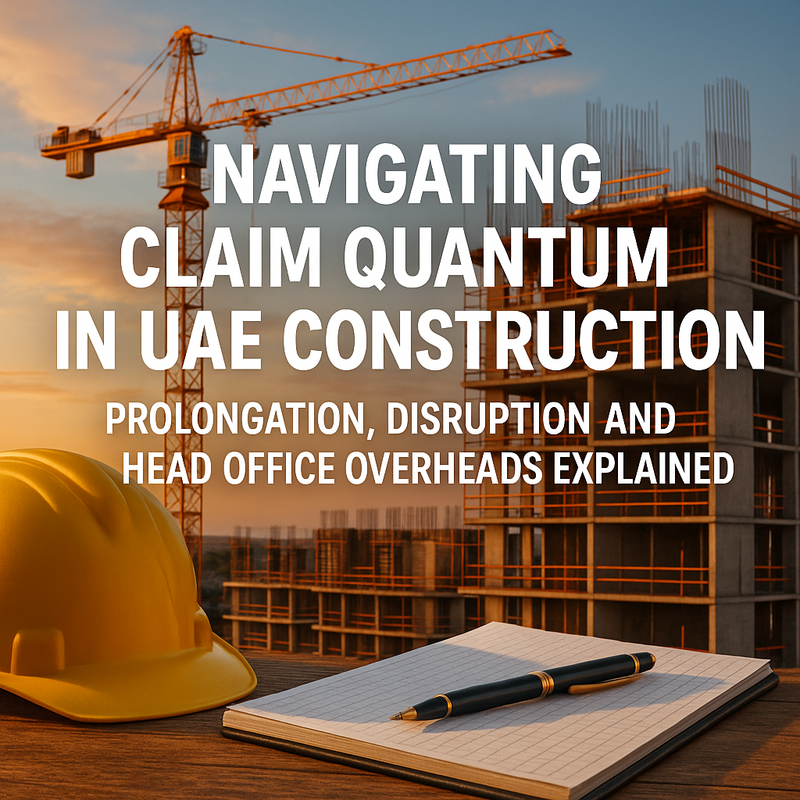 A legal consultant analyzing UAE construction claim documents and project records.