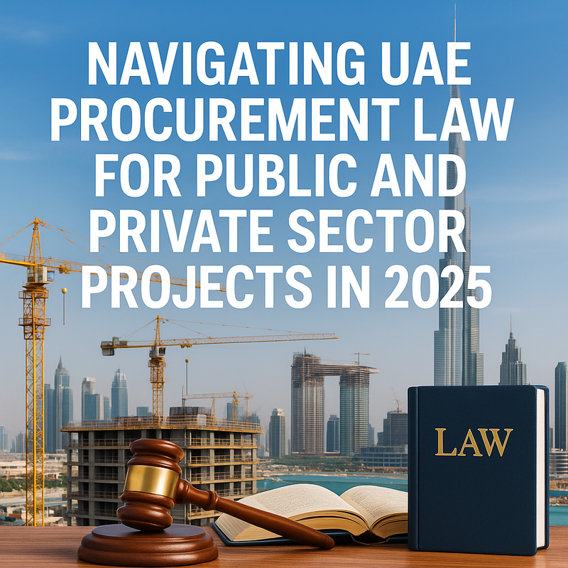 Infographic comparing UAE public vs private procurement legal frameworks in 2025