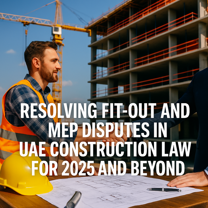 A professional flowchart showing UAE legal compliance steps for fit-out and MEP projects