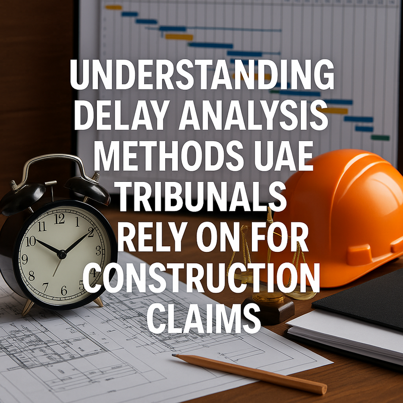 Diagram comparing CPM, TIA, and Windows delay analysis methods for UAE construction disputes
