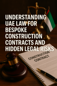 Legal consultant reviewing a bespoke UAE construction contract with highlighted risk areas.