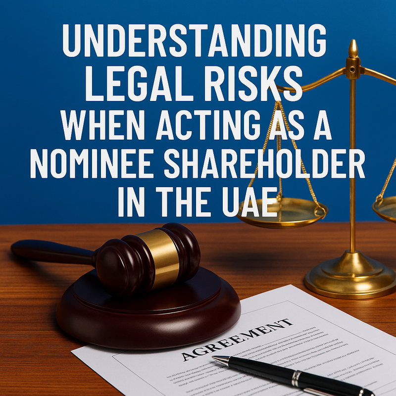 UAE business professionals discussing legal compliance for nominee shareholder risks in a modern boardroom.