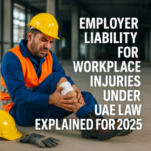 Professional workplace injury compliance checklist for UAE employers shown with safety icons