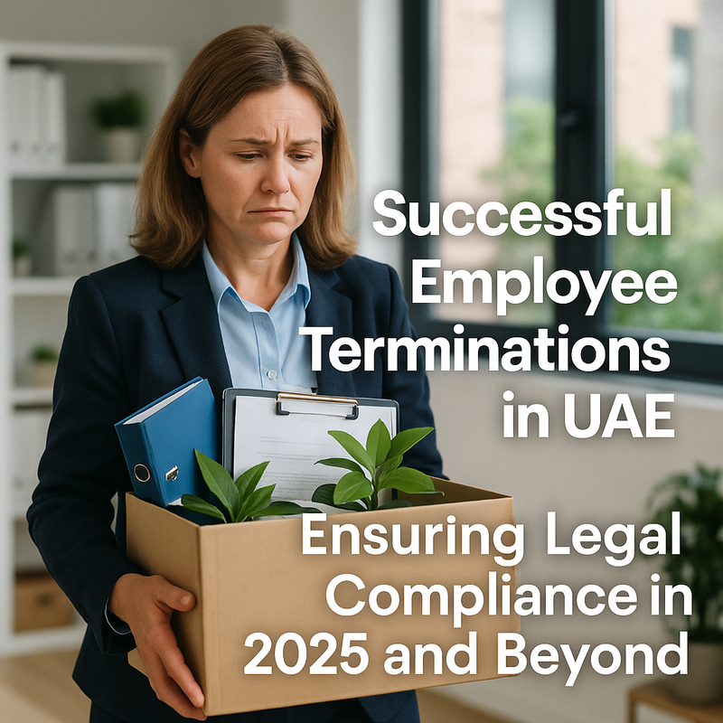 HR manager consulting legal documents on UAE employee termination procedures