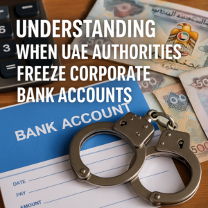 UAE authorities reviewing documents for a business bank account freeze