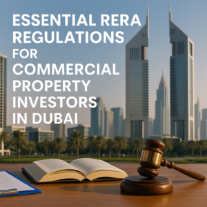Infographic showing RERA compliance process for commercial property investors in Dubai.