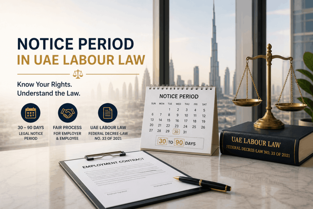 Notice period UAE labour law employment contract termination