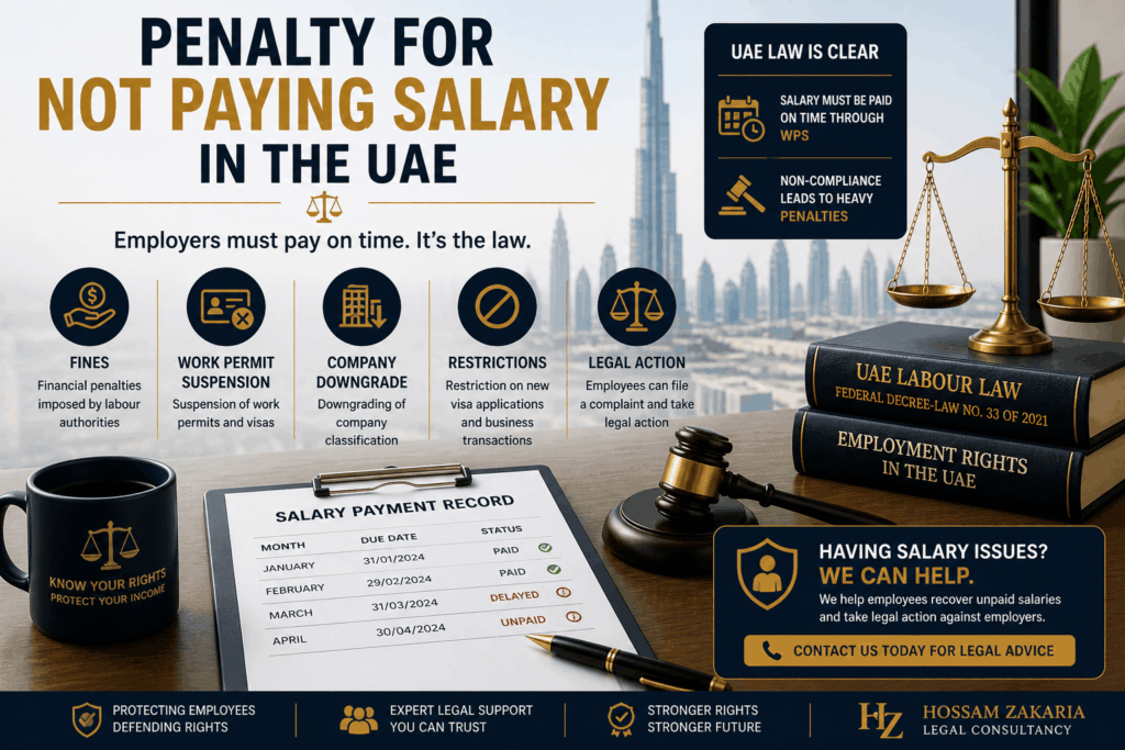 Penalty for not paying salary UAE labour law legal action